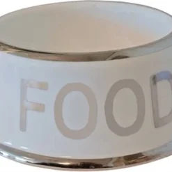 Merkloos Voerbak Hond Food Wit/zilver 18 Cm